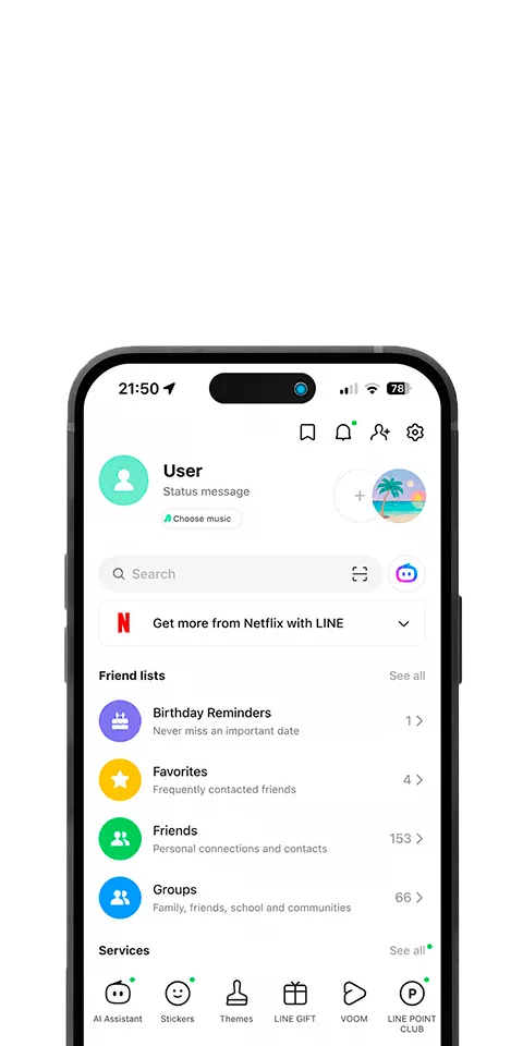 The LINE app open on a phone